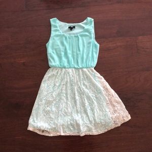 IZ Buyer teal dress w/ lace bottom size S